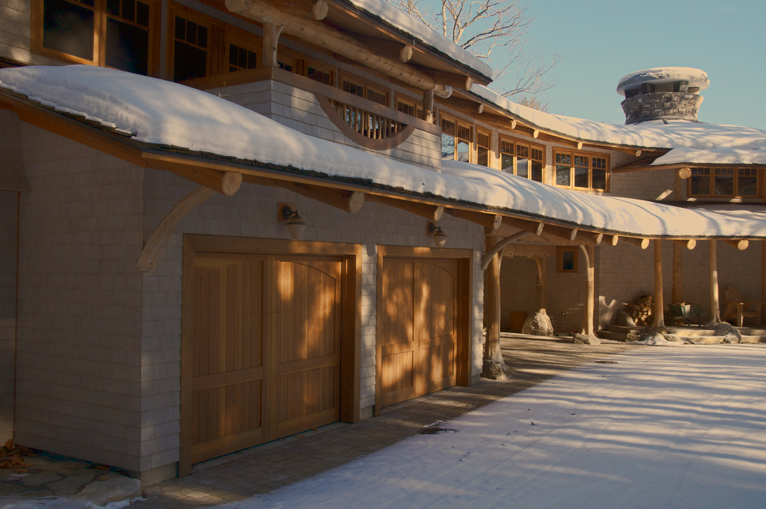 Adirondack log home car port